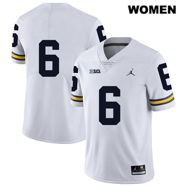 Women's NCAA Michigan Wolverines Cornelius Johnson #6 No Name White Jordan Brand Authentic Stitched Legend Football College Jersey LJ25T21PL